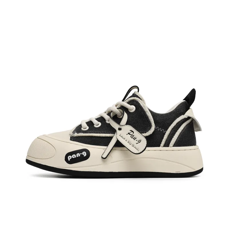 Hong Kong Meng Slip Resistant Breathable Height Increasing Low Top Skateboard Shoes Unisex Black-0