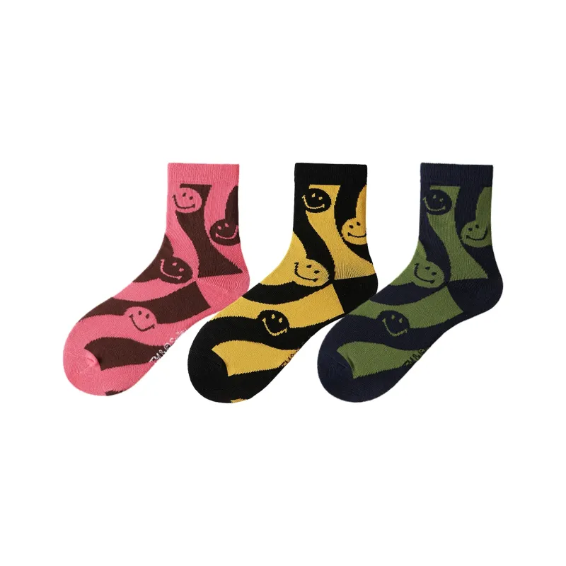 SMILEY Mid Calf Socks Unisex Combo Set-7