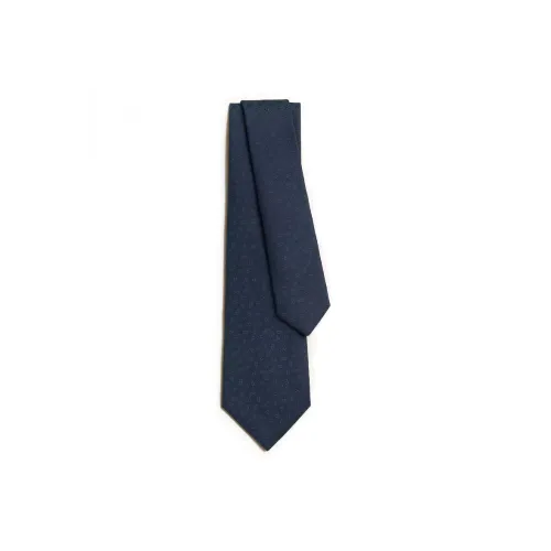 HERMES Mulberry Silk Ties Men's China Blue