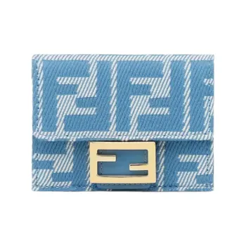 FENDI Baguette Cotton Wallet Small Size Women's Blue