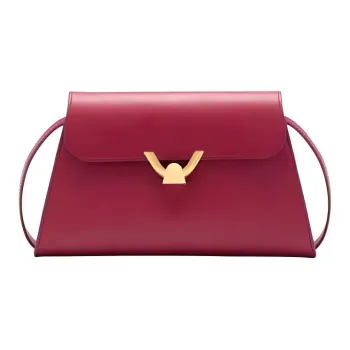 COCCINELLE Grained Leather Shoulder Bag Medium Size Women's Burgundy