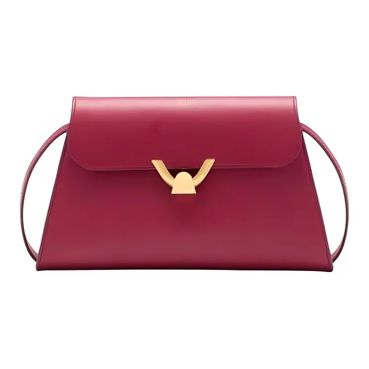 COCCINELLE Grained Leather Shoulder Bag Medium Size Women's Burgundy-0