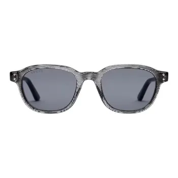 GUCCI Metal Acetate Irregular Shape Sunglasses Men's White