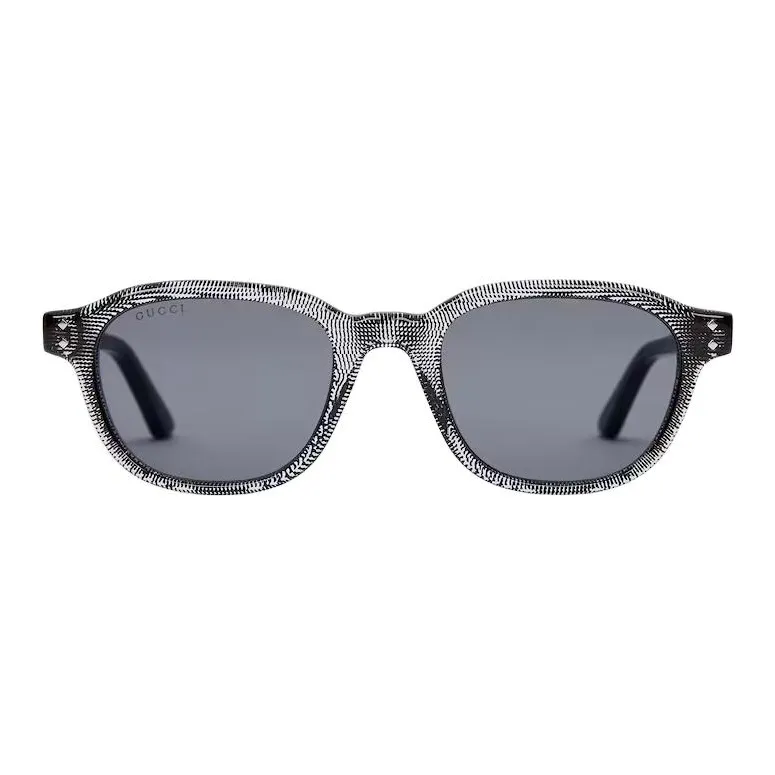 GUCCI Metal Acetate Irregular Shape Sunglasses Men's White-0