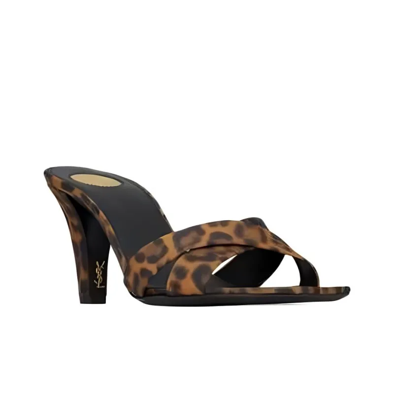 SAINT LAURENT Slide Slippers 7.5cm Women's Brown-2