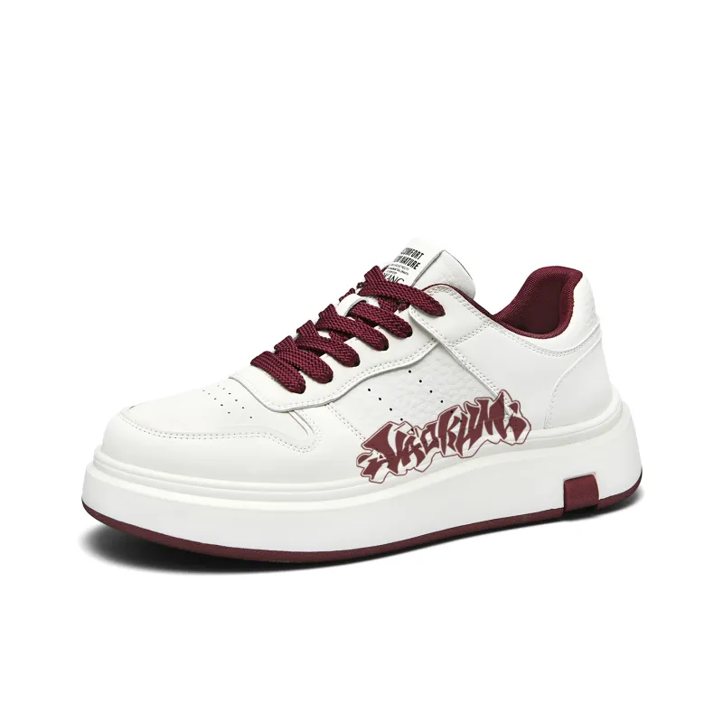 AOKANG Air Force One Series Skateboard Shoes Men Low Top White Red, White Brown-13