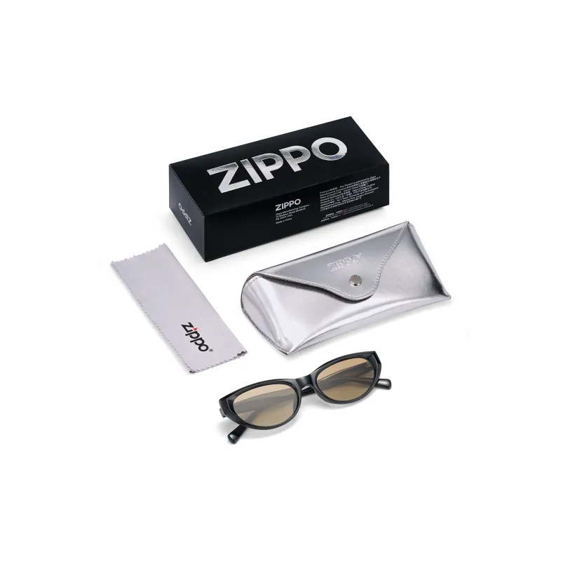 ZIPPO Plate Frame Cat Eye Sunglasses Unisex Black Frame-4