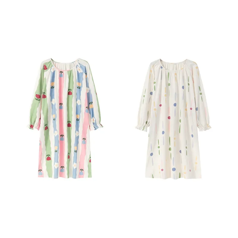 Herbal Primer Nightgown Women's Combo Set-46