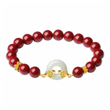 ZHOUBAIFU Reconstructed Cinnabar Bracelets Unisex