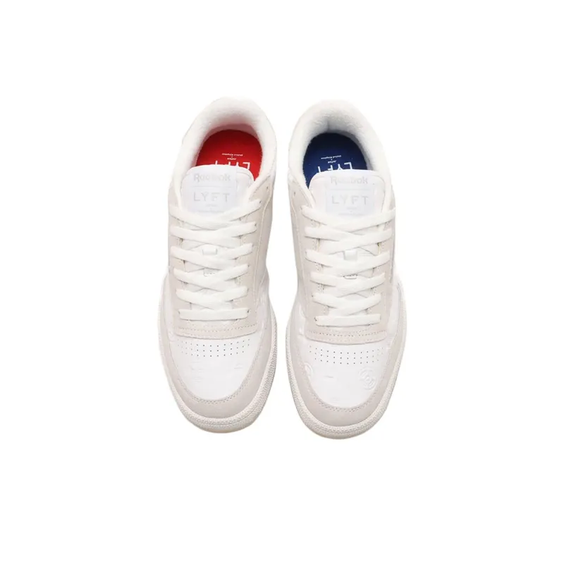 LYFT x Reebok Club C Anti Slip Wear Resistant Low Top Skateboard Shoes Unisex White-1