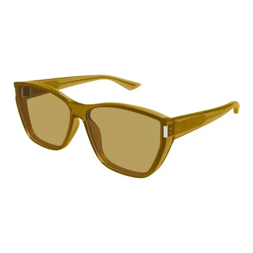 SAINT LAURENT Bio Based Injection Molded Irregular Shape Sunglasses Women's Brown