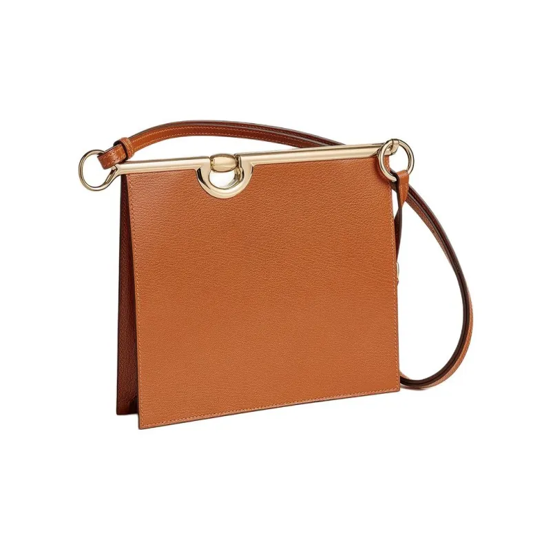 HERMES Mors De Bride Chamkila Goat Skin Shoulder Bag Crossbody Bag Women's 9Y Pain D'Épice Gingerbread-2