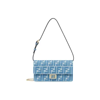 FENDI Baguette Cotton Wallet Crossbody Bag, Shoulder Bag Women's Blue