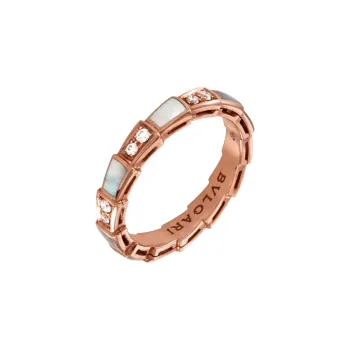 BVLGARI Rose Gold, Diamond, Pearl Mother Of Pearl Rings Women's