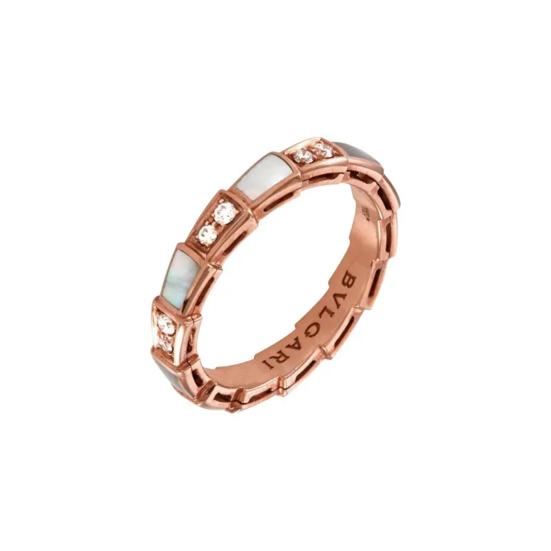 BVLGARI Rose Gold, Diamond, Pearl Mother Of Pearl Rings Women's-0
