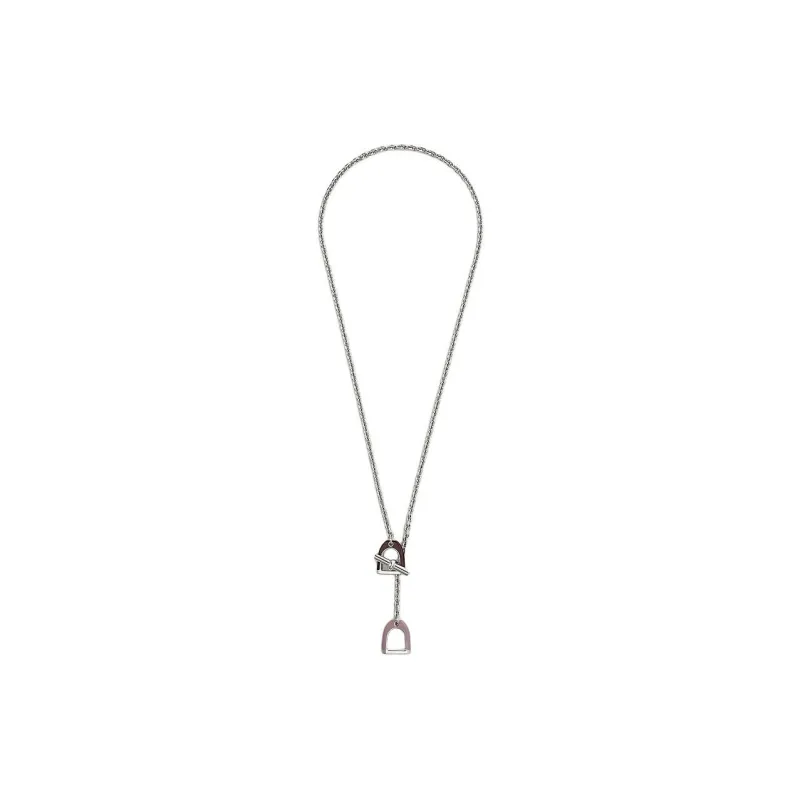 HERMES Metal, Palladium Plated Necklaces Men's Silver-1