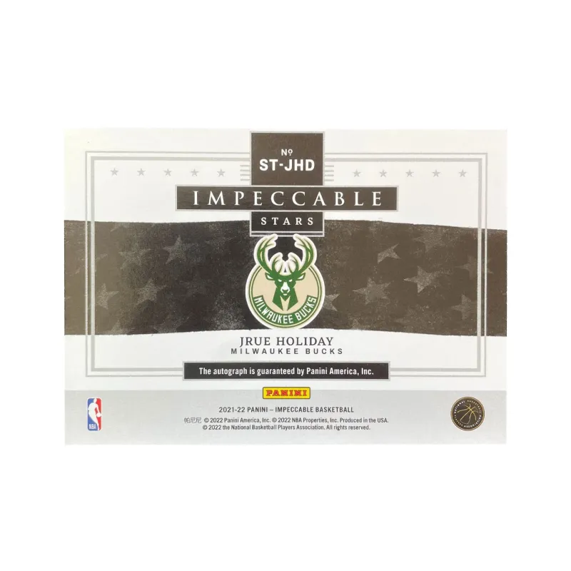 PANINI 2021 22 Little Gold Bucks Jrue Holiday Signature Card Stars Signature 10/25 Player Card Pass Sports Cards 1 Pc-1