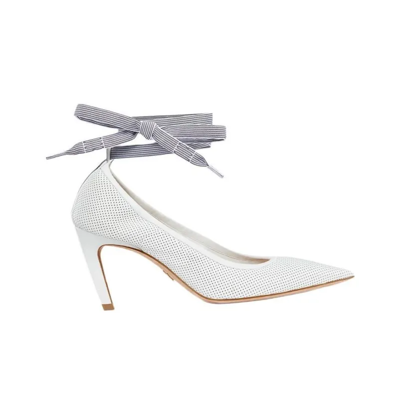 DIOR D Journey Slim Heel High Heels 8cm Women's White-1