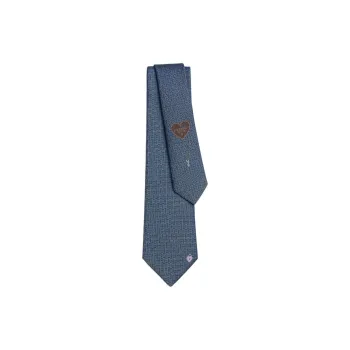 HERMES Silk Mulberry Silk Ties Unisex Gray Blue
