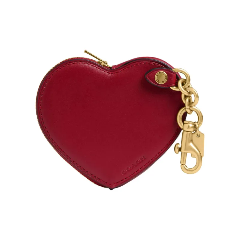 COACH Heart Leather Coin Purse Mini Women's Red-1