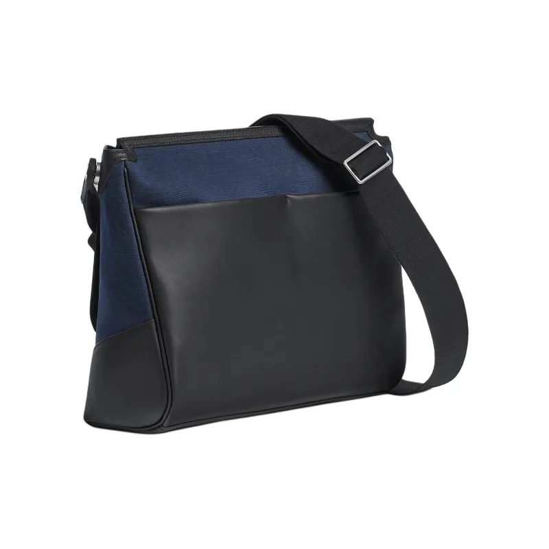 HERMES Messenger Canvas And Swift Calfskin Courier Bag Shoulder Bag Crossbody Bag Men's Blue Marine Blue-2