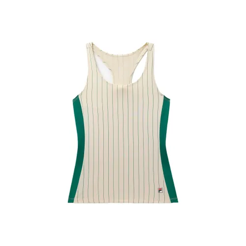 FILA FUSION Performance Iconic Racerback Tennis Tops Women's Green Pinstripe