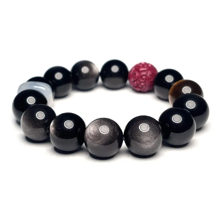 MOUNTAINS AND MANS Obsidian Luxury Good Luck Beaded Bracelet Men's-3