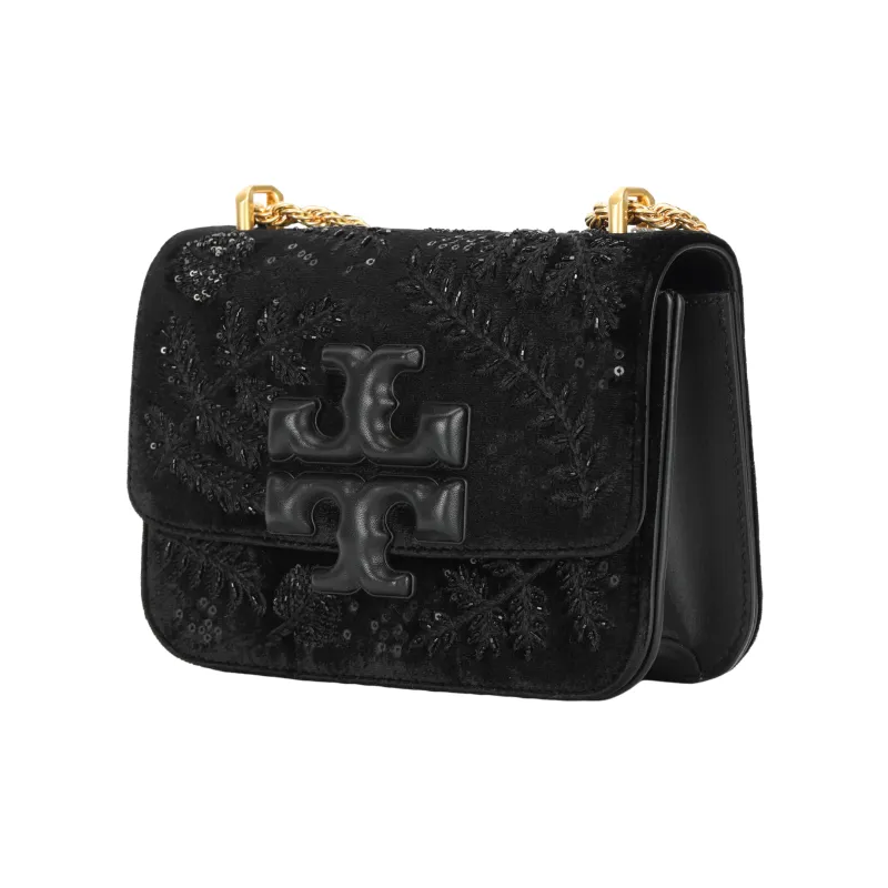 TORY BURCH Eleanor Velour Shoulder Bag, Crossbody Bag Women's Black-1
