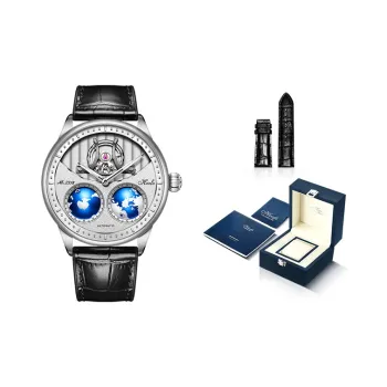 HaofaTourbillon Automatic Mechanical Movement Rubber Strap Watch Men's Watches Silver Dial