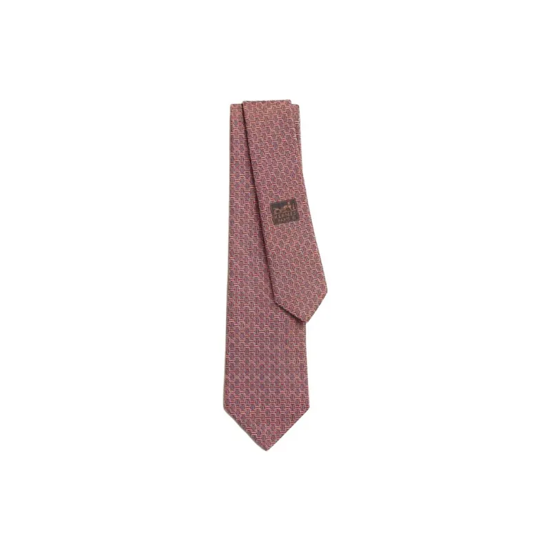 HERMES Mulberry Silk Ties Men's Orange-0