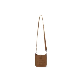HERMES Evelyne Taurillon Clemence Leather Shoulder Bag Crossbody Bag Mini Unisex Brown