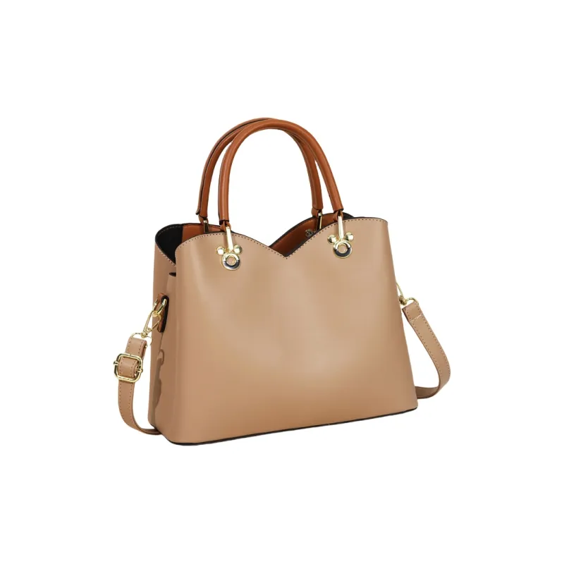 Weymond Leather Handbag Regular Women's Ecru/Blue/Khaki-6