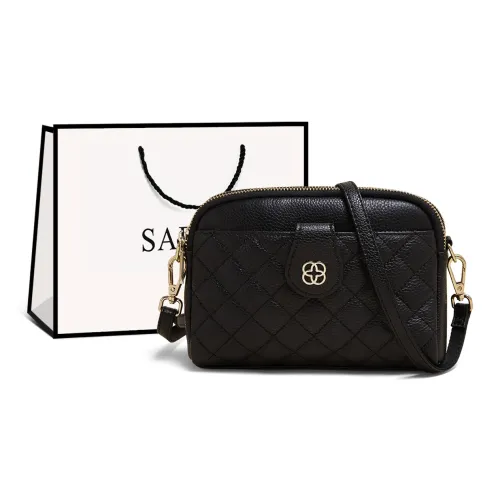 Safiya Cow Leather With Synthetic Leather Shoulder Bag Regular Women's Black