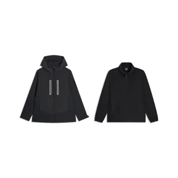 XTEP Variety Training Collection Water Resistant Windproof Warm Water Repellent Windbreaker Jacket Unisex Jet Black