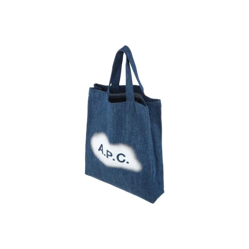 A.P.C . Logo Printed Denim Top Handle Bag-2