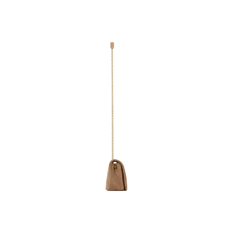 SAINT LAURENT Calf Suede Crossbody Bag, Shoulder Bag Mini Women's Beige-3