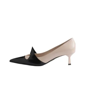 PRADA Slim Heel High Heels 5.5cm Women's Silk Color & Black