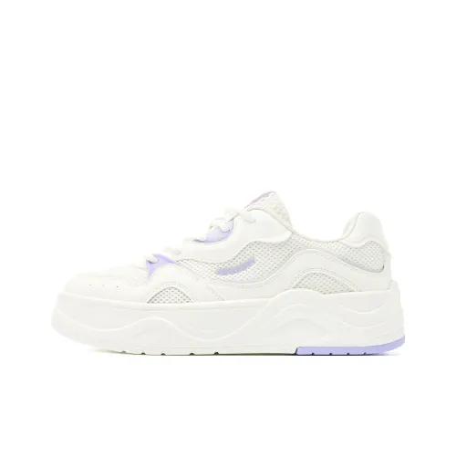 QIAODAN Anti Slip Wear Resistant Low Top Skateboard Shoes Women's White Purple