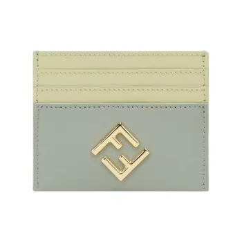 FENDI FF Diamonds Series Calfskin Card Holder Women's Green