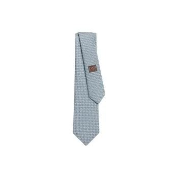 HERMES Mulberry Silk Ties Men's Light Gray