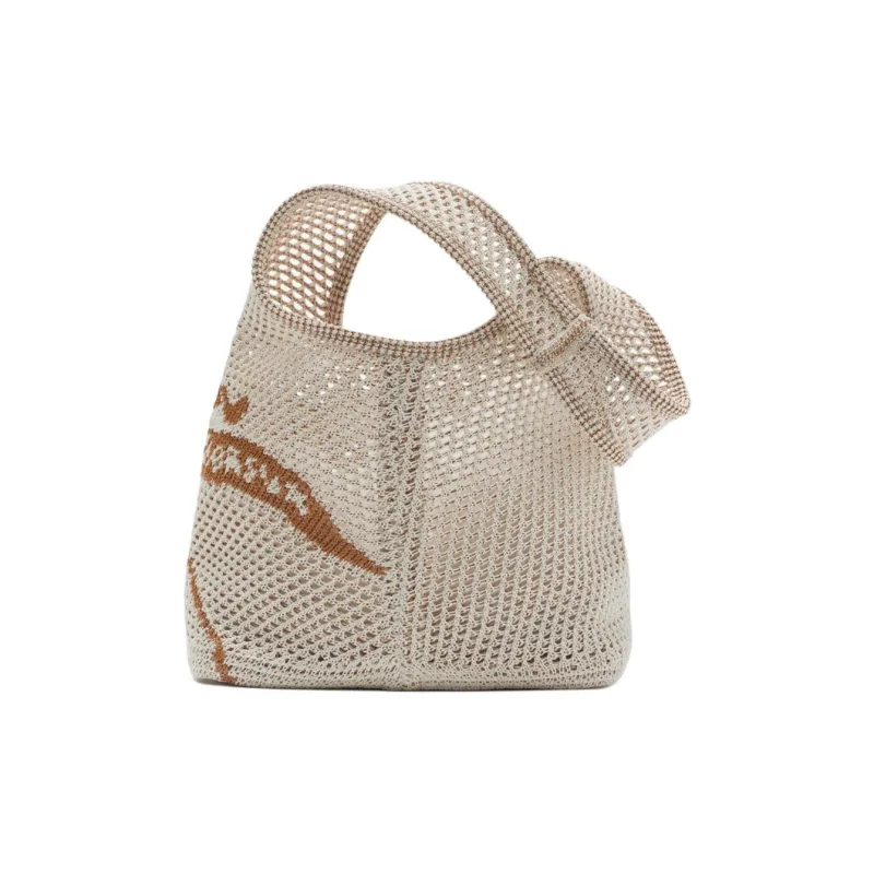 Burberry Viscose Shoulder Bag Small Size Women's White-2