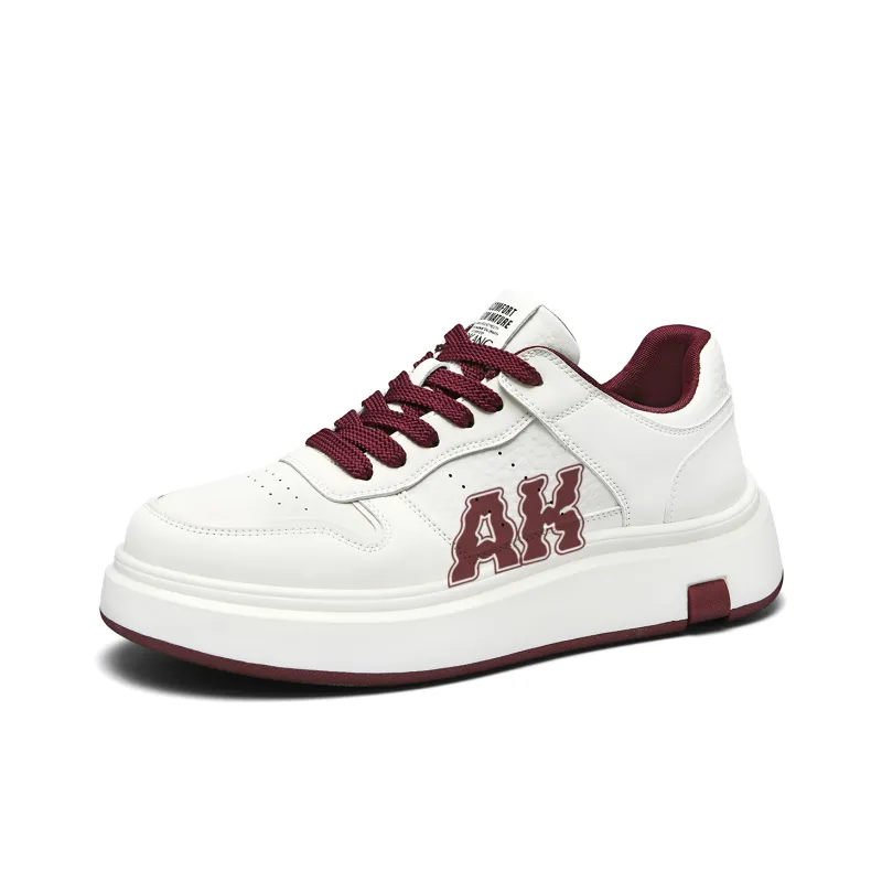 AOKANG Air Force One Series Skateboard Shoes Men Low Top White Red, White Brown-16