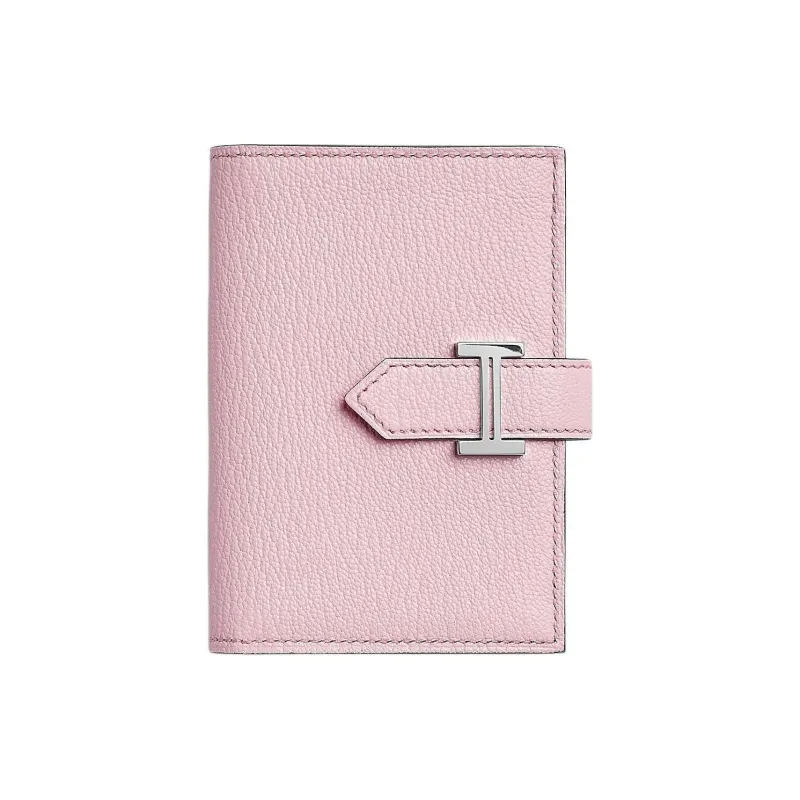 HERMES Bearn Mysore Goat Skin Card Holder Regular Women's Pink-0