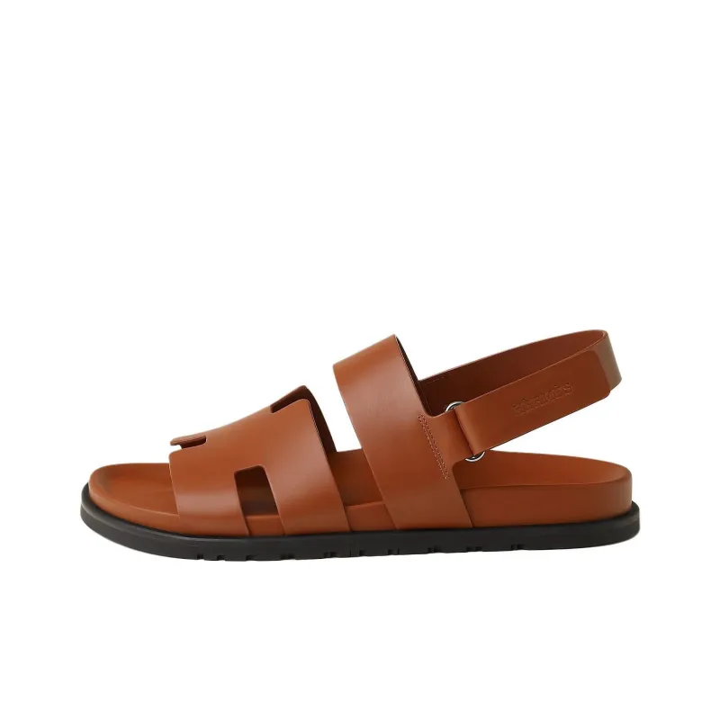 HERMES Genius One Strap Sandals Men's Brown-0