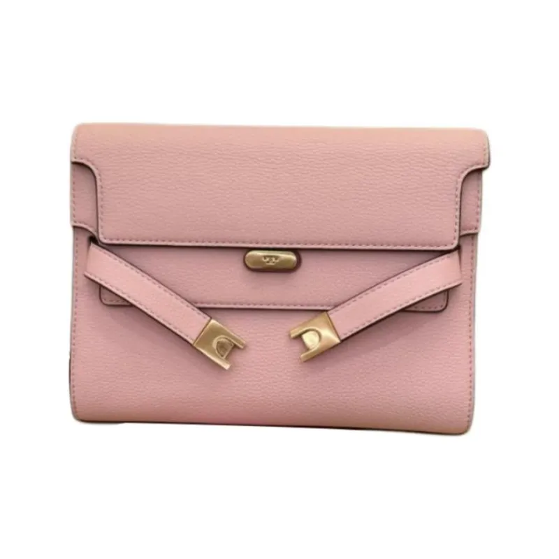 TORY BURCH Lee Radziwill Leather Shoulder Bag Women's Pink-0