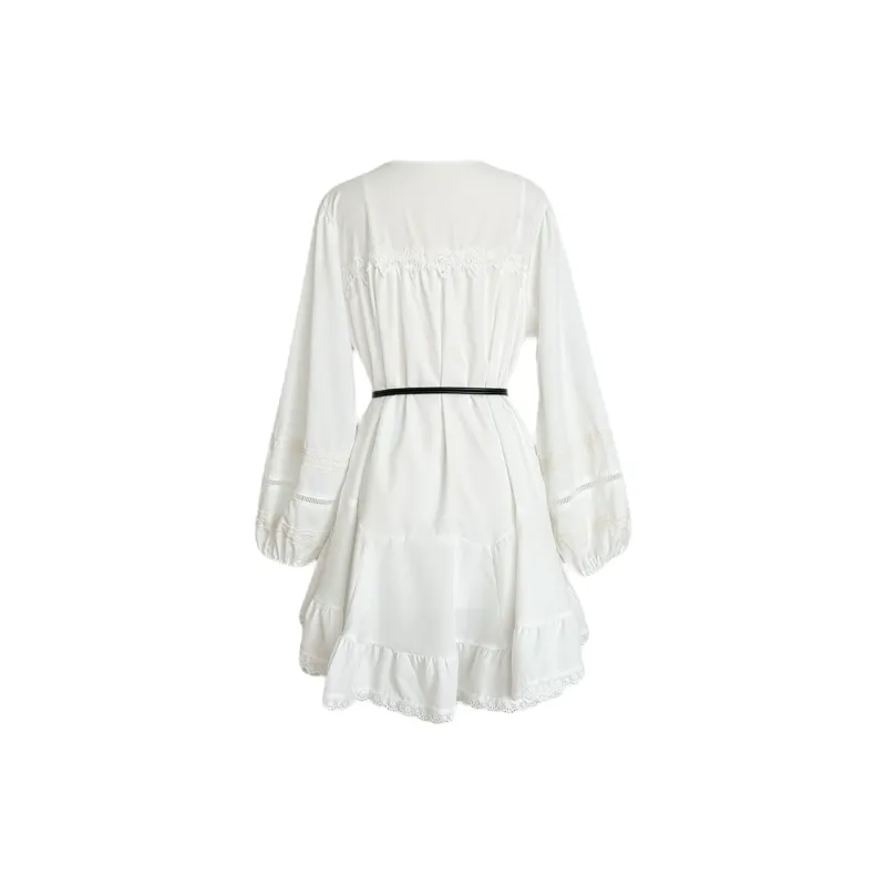 Udon House Long Sleeved Dress Women's White-1