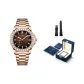 Precision Steel Band Rose Case Brown Dial