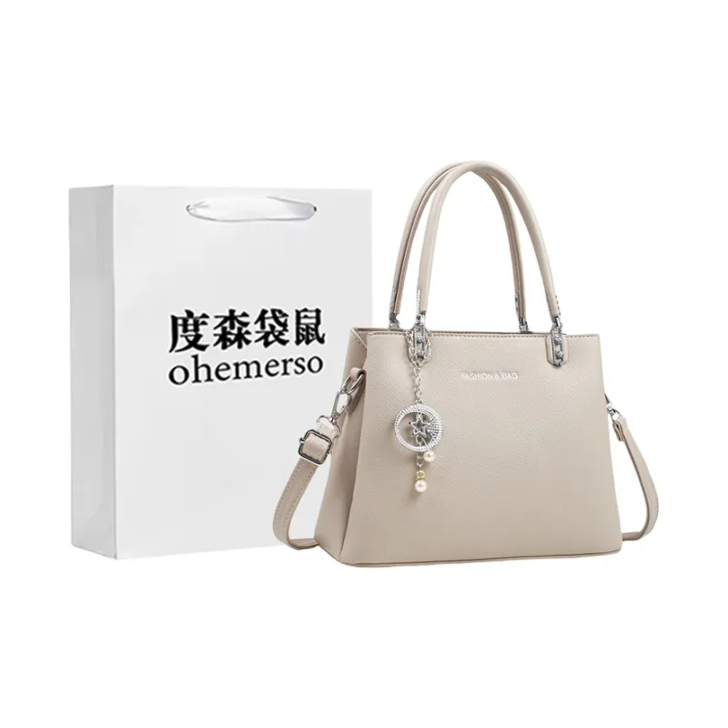Dusen Kangaroo PU Handbag, Crossbody Bag, Shoulder Bag Regular Women's Ecru/Apricot/Black/Khaki-2