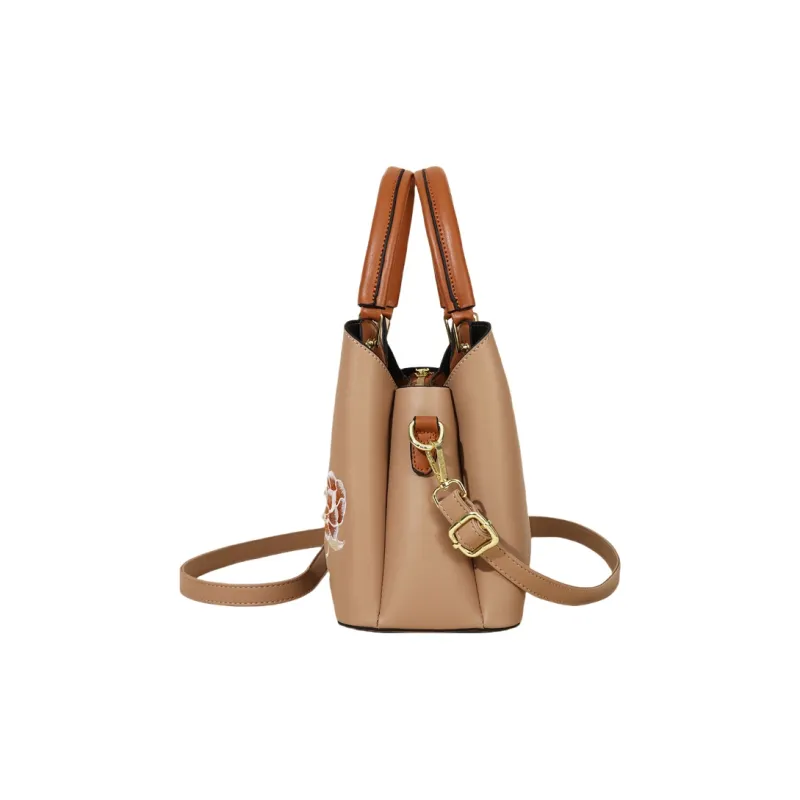 Weymond Leather Handbag Regular Women's Ecru/Blue/Khaki-5