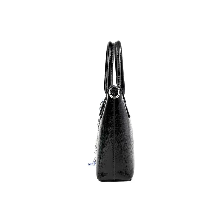 Teenmix Cow Leather Handbag Regular Women's Black/Burgundy-2